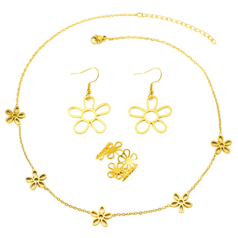 Daisy Necklace and Earrings Set